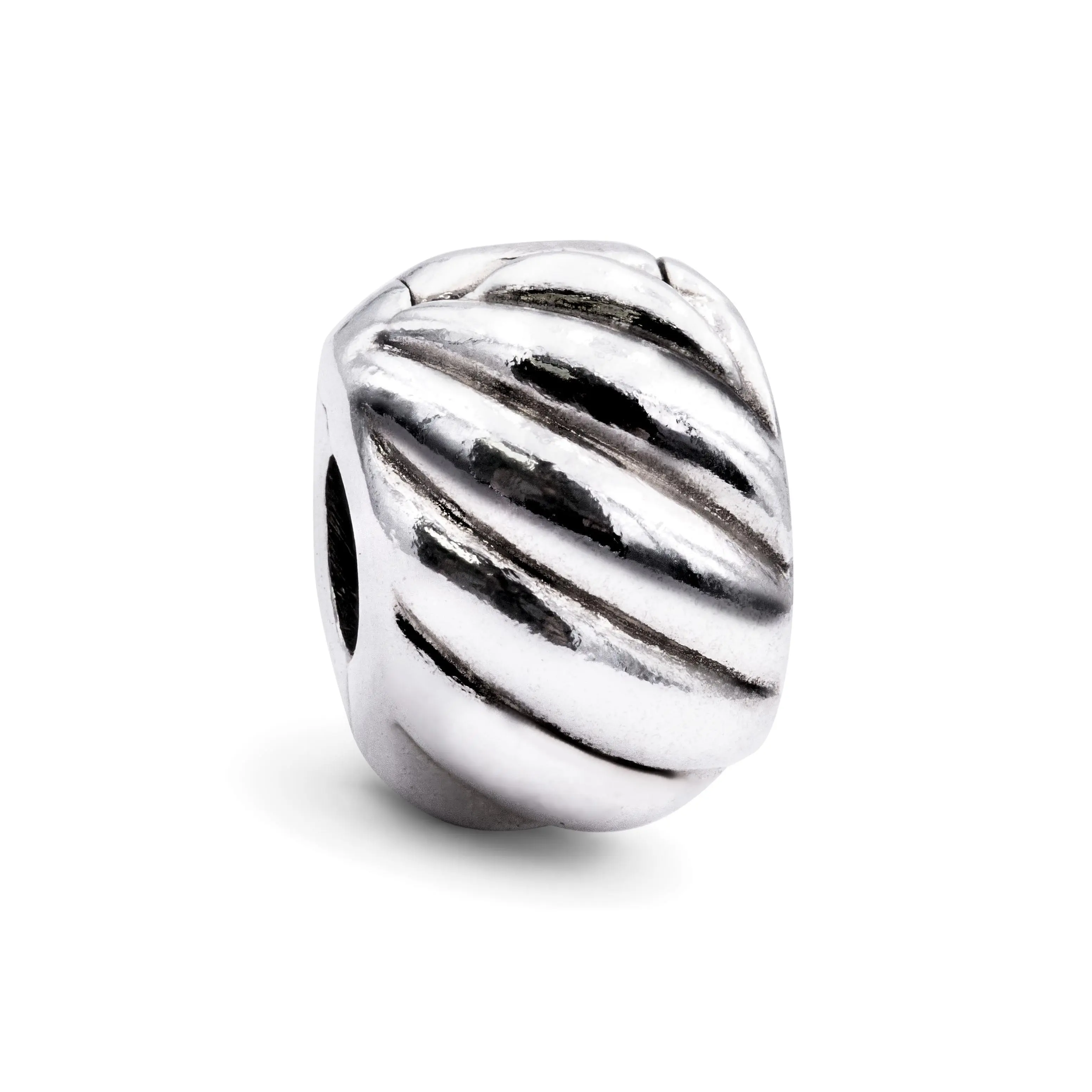 PANDORA Feathered Clip Charm 791752, Decorative Women's Jewelry in Polished Sterling Silver with Curved Details, Charms & Pendants, Polished Charms & Pendants
