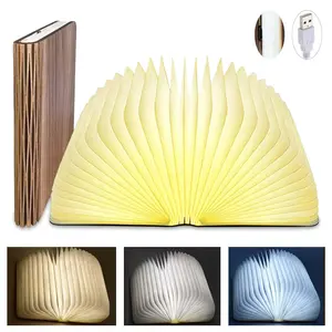 Lamp Book Modern Creative Fashion Atmosphere Light, Novelty LED Night Light, USB Large Capacity Rechargeable Wooden Table Lamp