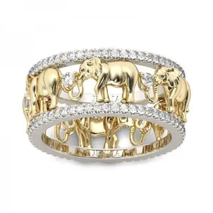 Hollow Inlaid Diamond Elephant Ring Simple Ring Noble Light Luxury Elegant Jewelry Ring Christmas Gift Birthday Gift