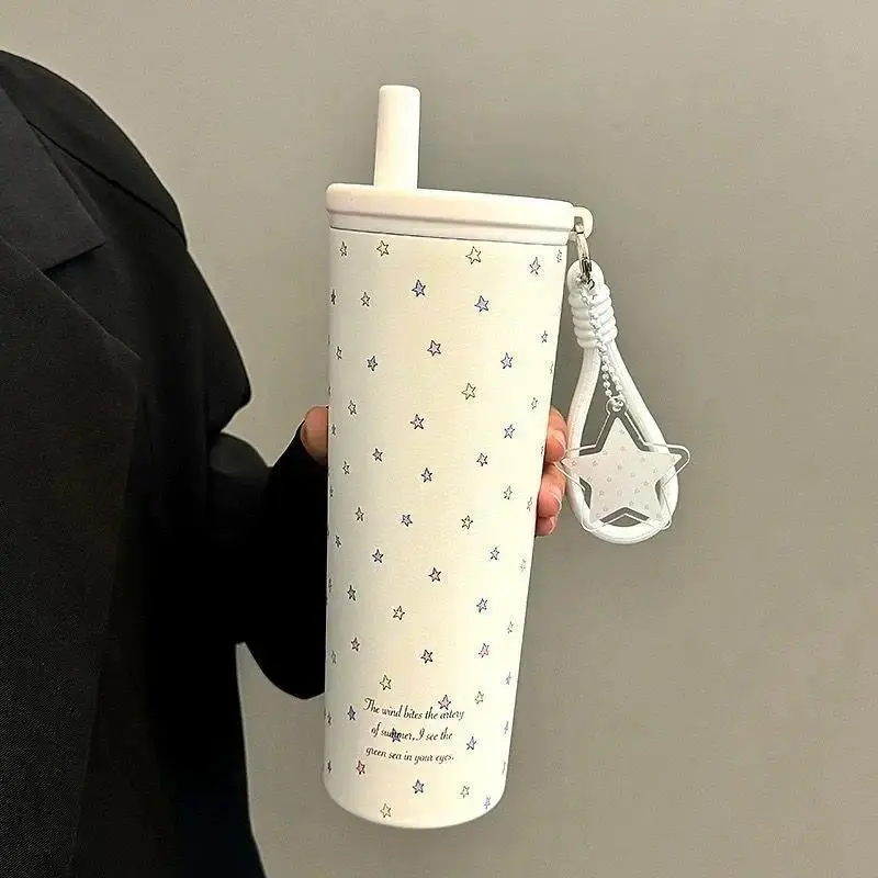 750ML Thermos Bottle with Straw 304 Stainless Steel Coffee Cup Vacuum Flask Thermos Water Bottle Tea Leak-proof Thermos Mug