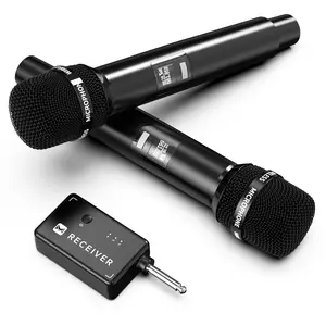 Wireless Microphones, Wireless Microphone with One-to-One Chip Connection, 40H Rechargeable Battery, 200FT Range, Plug and Play, Ergonomic Design,Less Latency Microphone for Singing, Speech, Party