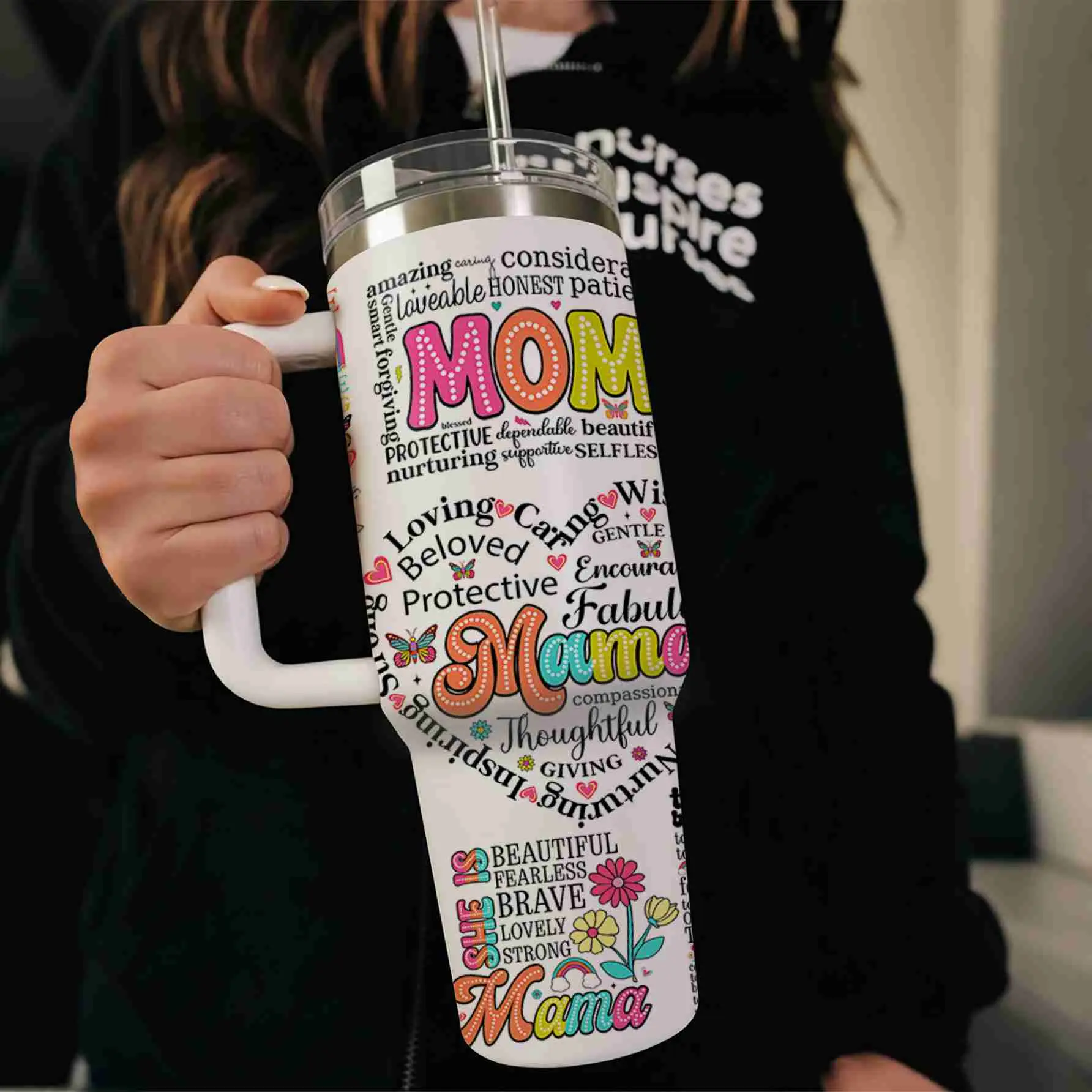 40oz 304 Stainless Steel Insulated Water Bottle - Portable Drink Tumbler with Lid and Handle, Suitable for Car, Travel, Mom Gift, Kitchenware Drinkware for Gifting Hope