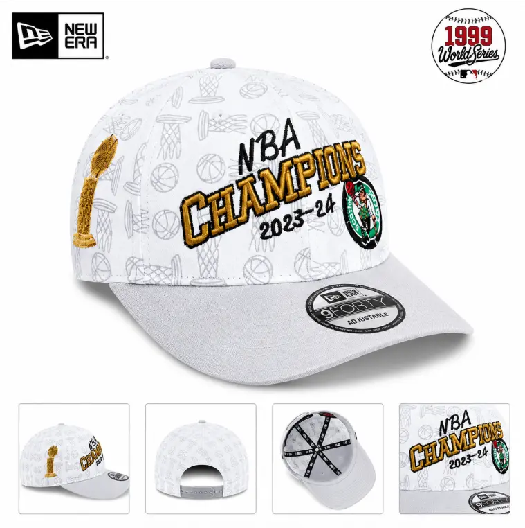 New Era Boston Celtics NBA Champions 2023–24 Adjustable Snapback Hat – Premium Embroidered Curved Brim Basketball Cap for Men & Women