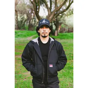Ben Davis Men's Hooded Zipper Front Jacket - Printed Winter Fitted Long Sleeve Casual Cotton Polyester Fleece Lined Sweatshirts