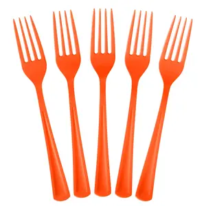 Little Gym - Heavy Duty Orange Plastic Forks | 50 Count