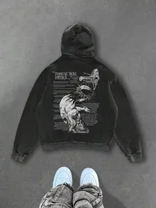 Men's Loose-Fit Graphic Hoodie Letter Logo, Jesus & Scripture Print, Casual Long Sleeve Pullover, All-Season Fashion Sweatshirt, Tops