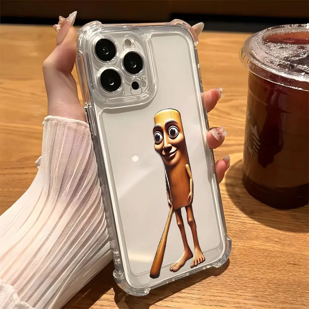Luxury Fashion Tung Tung Sahur Cartoon Cellphone Casing - Shockproof Soft Shell Transparent TPU Back Cover for iPhone 17promax,16,15,14,13,12,11 - Halloween,Horror Character Design Accessories for   Heavy-duty   Protection 