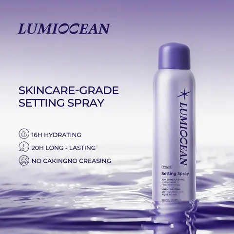 LUMIOCEAN Cosmetic Type Makeup Fixing Sprayer - 4D Hyaluronic Acid, Dual-Chamber, Algae Extract, 20-Hour Long-Lasting Wear, 16-Hour Moisturizer, Lightweight Aerosol, 3.38 fl oz, Shine Enhancing Radiant Glow for Adults