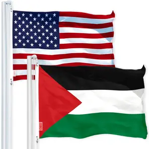 G128 Combo Pack: USA  3x5 Ft 150D Printed Stars & Palestine Flag 3x5 Ft 150D Printed