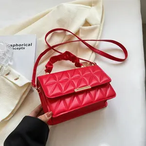 Women's Textured Diamond-Embroidered Thread Pleated Handbag Spring Stylish Single-Shoulder Crossbody Bag Trendy & Versatile for Casual & Elevated Occasions