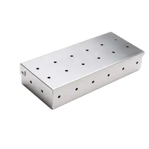 Stainless Steel Smoker Box, Meat Smokers Box, Barbecue Grilling Accessories, Add Smokey BBQ Flavor on Gas Grill or Charcoal Grills with This Stainless Steel Wood Chip Smoker Box