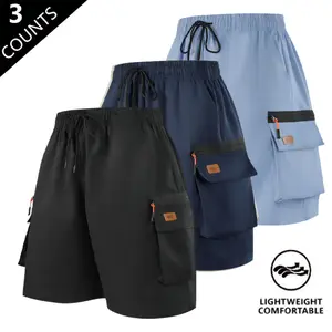 A summer commuter essential! Men’s Three-Piece Lightweight, Breathable Cargo Shorts Set with Multiple Pockets