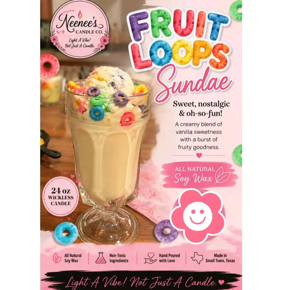 21oz Fruity Loop Sundae Wickless Soy Candle, Home Decor Accent for Cozy Spaces Decoration Ornaments mother gift watermelon scents Luxury Wax Melts Scented