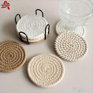 Round Coaster Set of 8, Non-Woven Absorbent Coasters, Household Placemats for Coffee Table & Home Decor, Ideal Gift