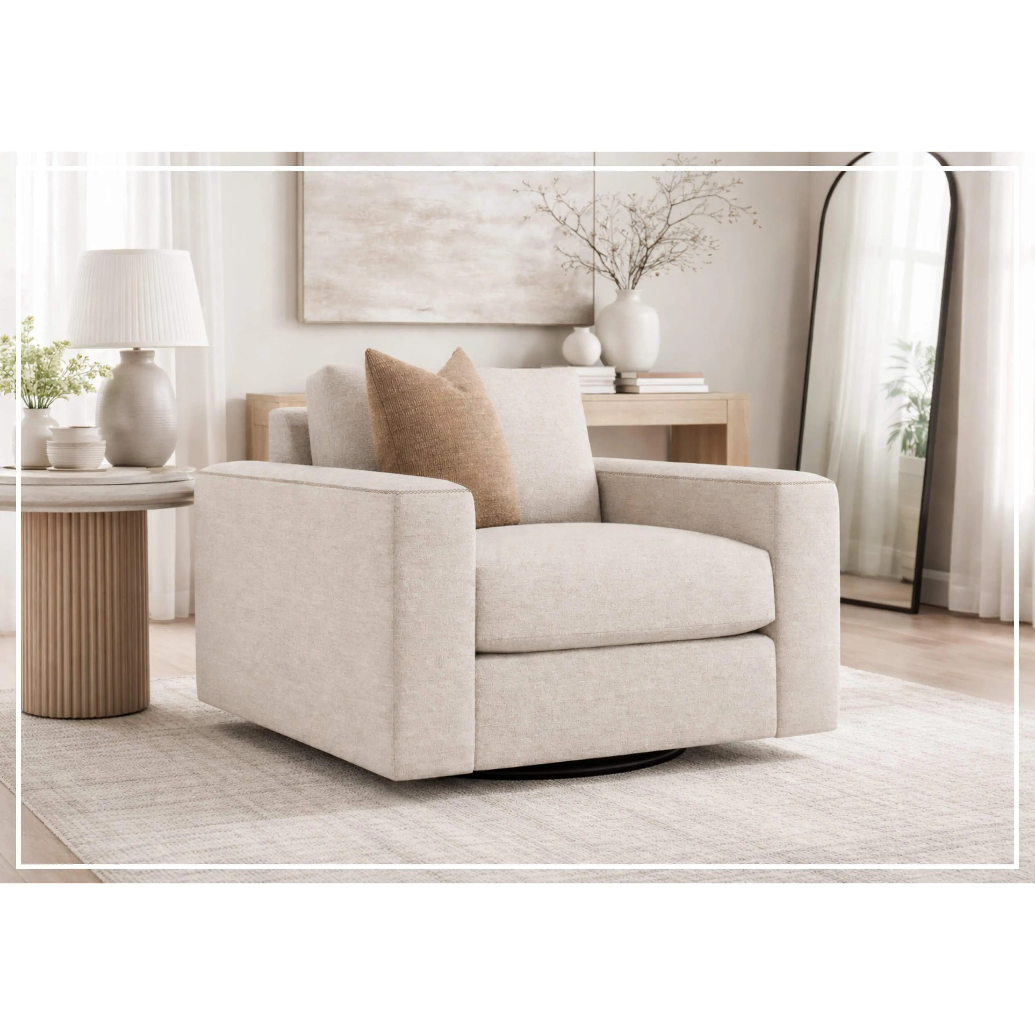 Bernhardt Vaughn Fabric Swivel Chair With Oversized Track Arm