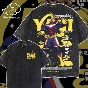 Realitees.go-[My Hero Academia] All Might Hoodie-Shirt Premium 100% Acid Wash, All Might Fans, My Hero Academia Fans, Anime Graphic Hoodie, Anime Fan Merch, Streetwear Hoodie Unisex Oversize Gift for Anime Lovers Oversized