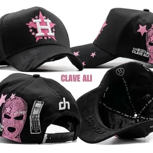 JuniorClaveAliBlackCapwithPinkStarandWhite'H'LogoDesign