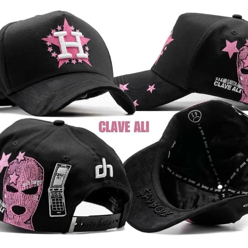 JuniorClaveAliBlackCapwithPinkStarandWhite'H'LogoDesign JuniorClaveAliBlackCapwithPinkStarandWhite'H'LogoDesign