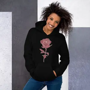 Red Clay Color Rose Hoodie Valentine Gift Girlfriend Shirt Rose Hooded Sweatshirt Gift For Her Top Clothing Apparel Unisex Hoodie