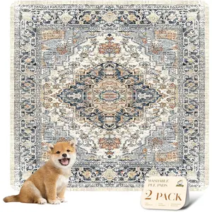 Washable Pee Pads for Dogs, Stylish, Non-Slip and Leak-Proof Pee Pads.Reusable Potty Pads for Dogs for Crates and Floors.(Beige/Multi, 41" x 36")