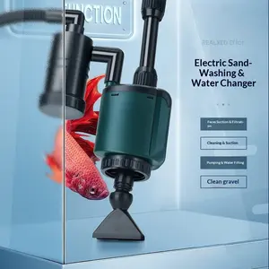 Electric Aquarium Gravel Vacuum, 5-in-1 Multifunctional Cleaning Tool, Strong Suction Removes Waste Residue and Dirt, Adjustable Design Suitable for Freshwater Saltwater Household Fish Tanks