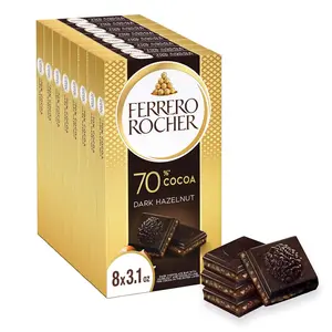 Rocher Premium Chocolate Bars, 8, Dark Chocolate Hazelnut, 3.1 oz Each