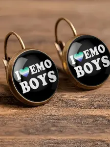 Retro and old wind ear buckles I love Emo boys gay flag love, subculture trendy earrings