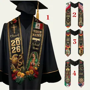 Personalized Aztec Mexican Graduation sash 2026, Mexican Flag Graduation Sash, Mexico Pattern Stole, Virgen de Guadalupe Sash Senior Grad Gift
