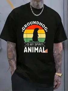 100% Cotton Groundhog Is My Spirit Animal Groundhog Day For Men Women T-Shirt Women's Men's Graphic Tee Crew Neck summer vacation Tops