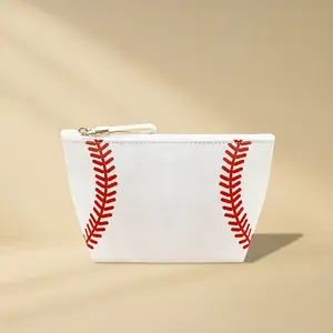 Sports Print Makeup Bag Travel Case Organizer Pouch - Baseball