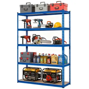 Adjustable 5-Tier Metal Storage Shelving, Heavy Duty Boltless Garage Rack with 2500Lbs Load Capacity, 48×18×72 Inch Steel Frame Shelf with MDF Panels for Home Basement Warehouse Organization