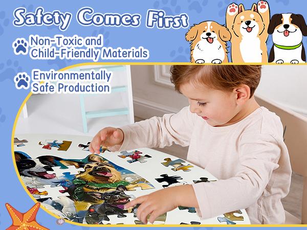 [Magic Toy] Animal Puzzle for Kids, 100-piece round puppy floor puzzle, Perfect Gift for Boys and girls aged 3+