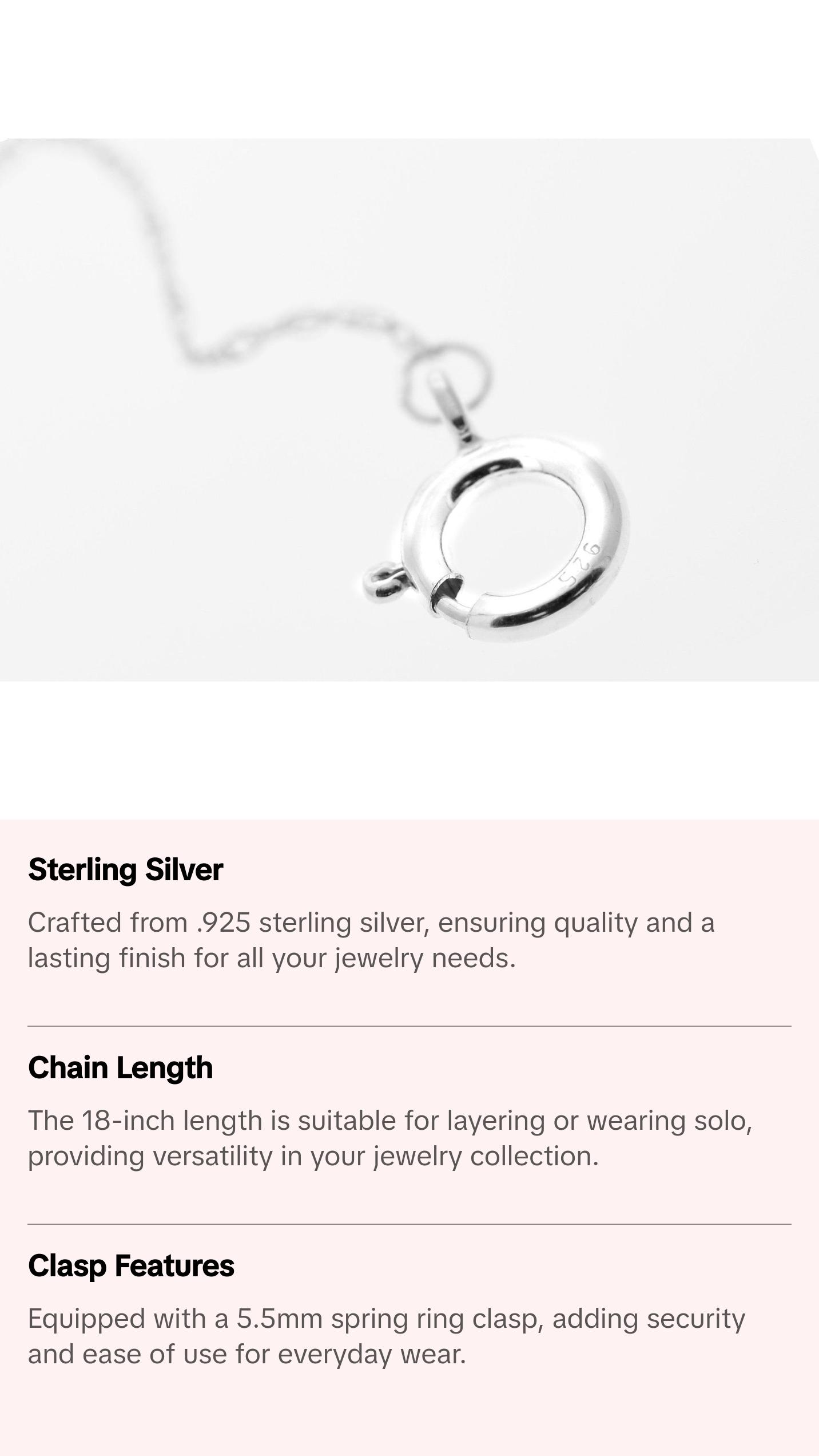 Sterling Silver 2.2x1.7mm 18" Flat Cable Chain with Spring Ring Clasp - 1pc