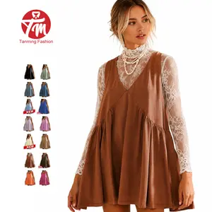 Tanming Women's V-Neck Tank Sundress | Springfresh Casual Flowy Sleeveless A-line Mini Dress with Two Side Pockets, Layer with Mesh Tops on Chilly Days or Wear Alone for Spring,Summer Outfits Vneck Bluegrey Womenswear,summerwins