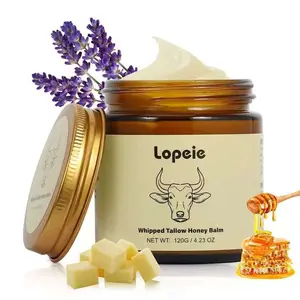 Lopeie Organic Grass-Fed Beef Tallow Balm with Raw Honey & Beeswax - Natural Moisturizer for All-Body Skin Care, Hydrating Formula with Vitamins A, D, E, K, 4.23 Oz-LAVENDER New Year gift
