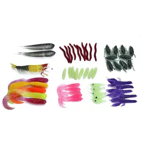 Fishing Gear Sequined Soft Bait Set 100 Pieces Plastic High Carbon Steel Hooks Lures Tackle Box Set 21x10.7x4.2 cm