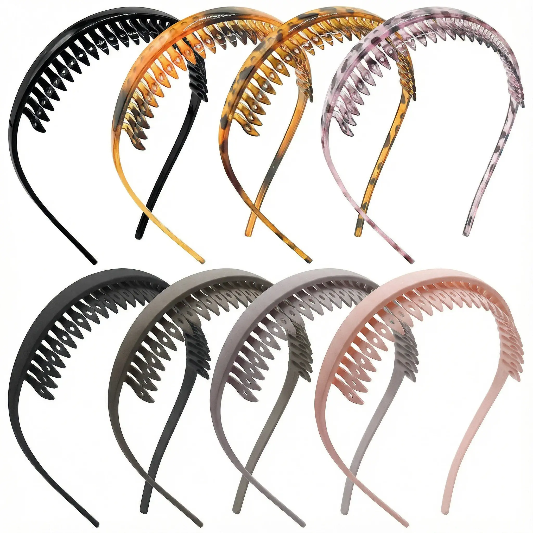 8 Pack No Pressure U-Shaped Headbands Wide Teeth Secure Hold for Glasses Wearers Thick& Fine Hair Multicolors Hair Accessories