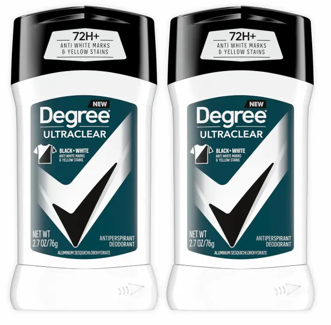 Degree Men UltraClear Antiperspirant Deodorant Black+White 2 Count 72-Hour Sweat & Odor Protection Antiperspirant For Men With MotionSense Technology 2.7 oz