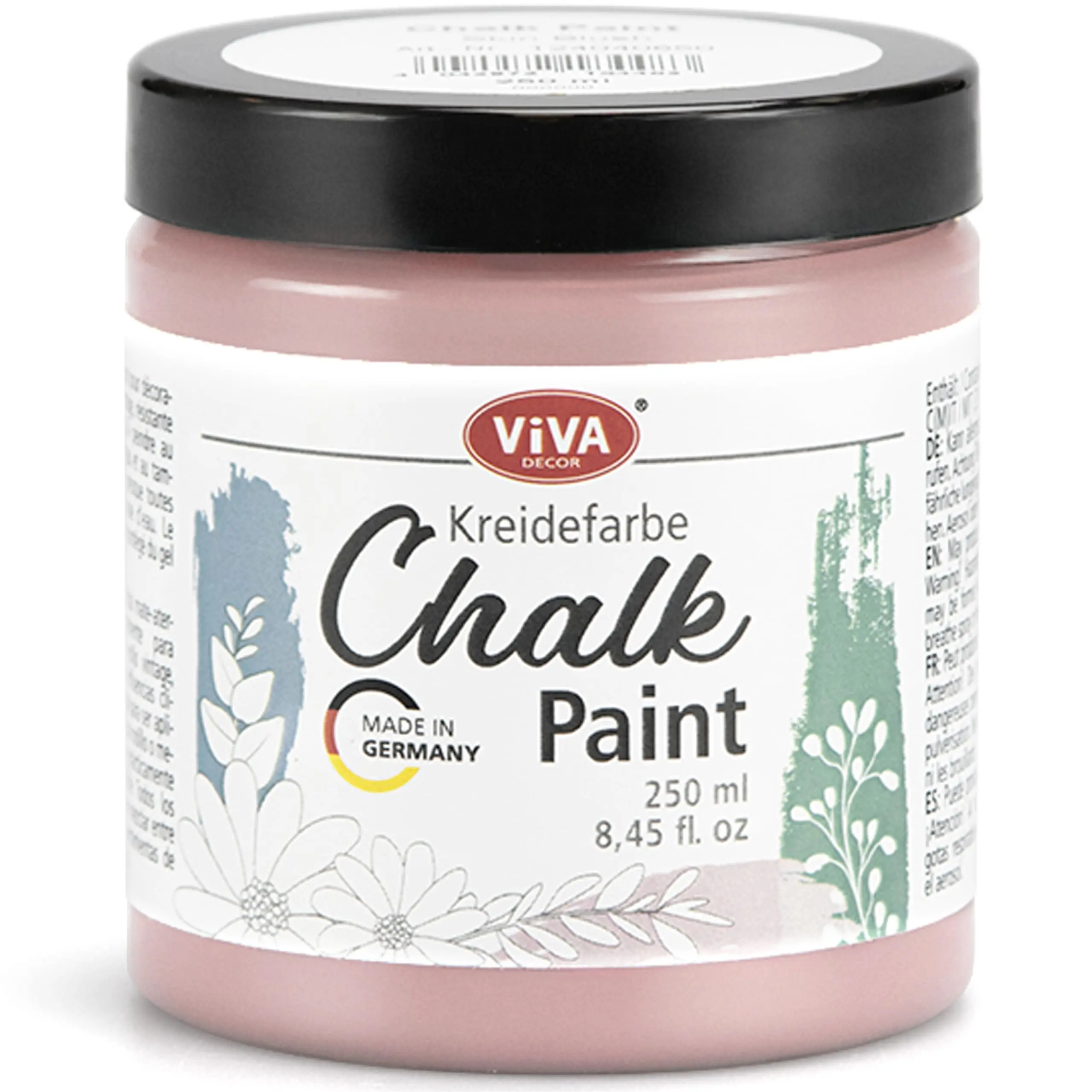 Viva Decor Chalk Paint - Powder Pink, 8.45oz, Eco-Friendly Low-Odor Water-Based Paint, Thick Consistency, High Pigment Matte Finish, Versatile for Shabby Chic, Vintage Charm, Country Style Wood Surfaces, Office Decor Tool
