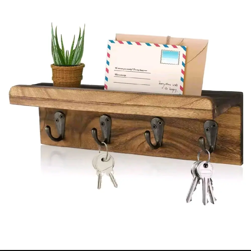 Home Supplies Decor Hooks & Shelves Rustic Wall Mounted Key Organizer Wood Wall-Mounted