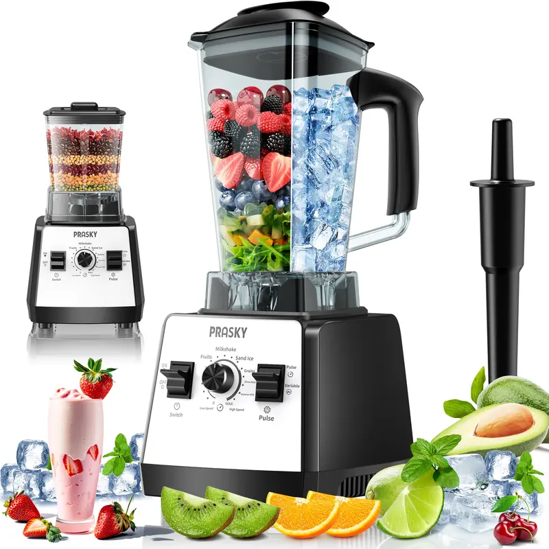 PRASKY Powerful 2-in-1 Blender and Grinder for Kitchen Use – 68Oz Large Capacity, BPA-Free, Crushes Ice, Makes Smoothies, Grinds Coffee & Spices – Ideal for Frozen Drinks & Daily Blending Needs