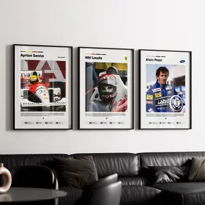 [Formula 1 Collection - Sale Up To 40%] [Unframe] Ayrton Senna Niki Lauda Alain Prost F1 Legends Poster, Formula 1 Racing Wall Art Bundle, Motorsport Decor Print, Gift for F1 Fans