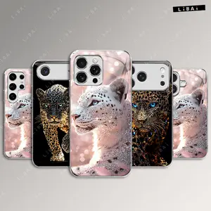 Super cool glass diamond leopard, suitable for iPhone/Galaxy light luxury trend electroplated glass case, suitable for gifts, gifts, good things, recommendations, fashion items--975