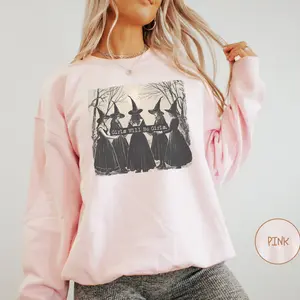 Vintage "Girls Will Be Girls Witch" Sweatshirt, Funny "Witchy Vibes" Sweatshirt, Vintage Halloween Shirt