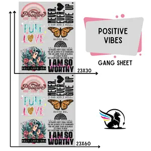 Positive Vibes | Premade DTF Transfer Gang Sheet For Graphic Tees