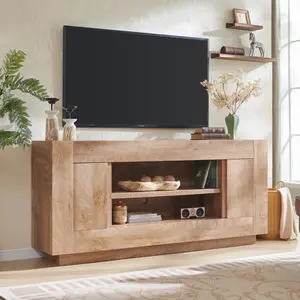 REDLEMON Modern Oak TV Stand for TVs up to 70", 60-inch sturdy oak storage cabinet, easy to clean, stable structure, 1778×400×822 mm
