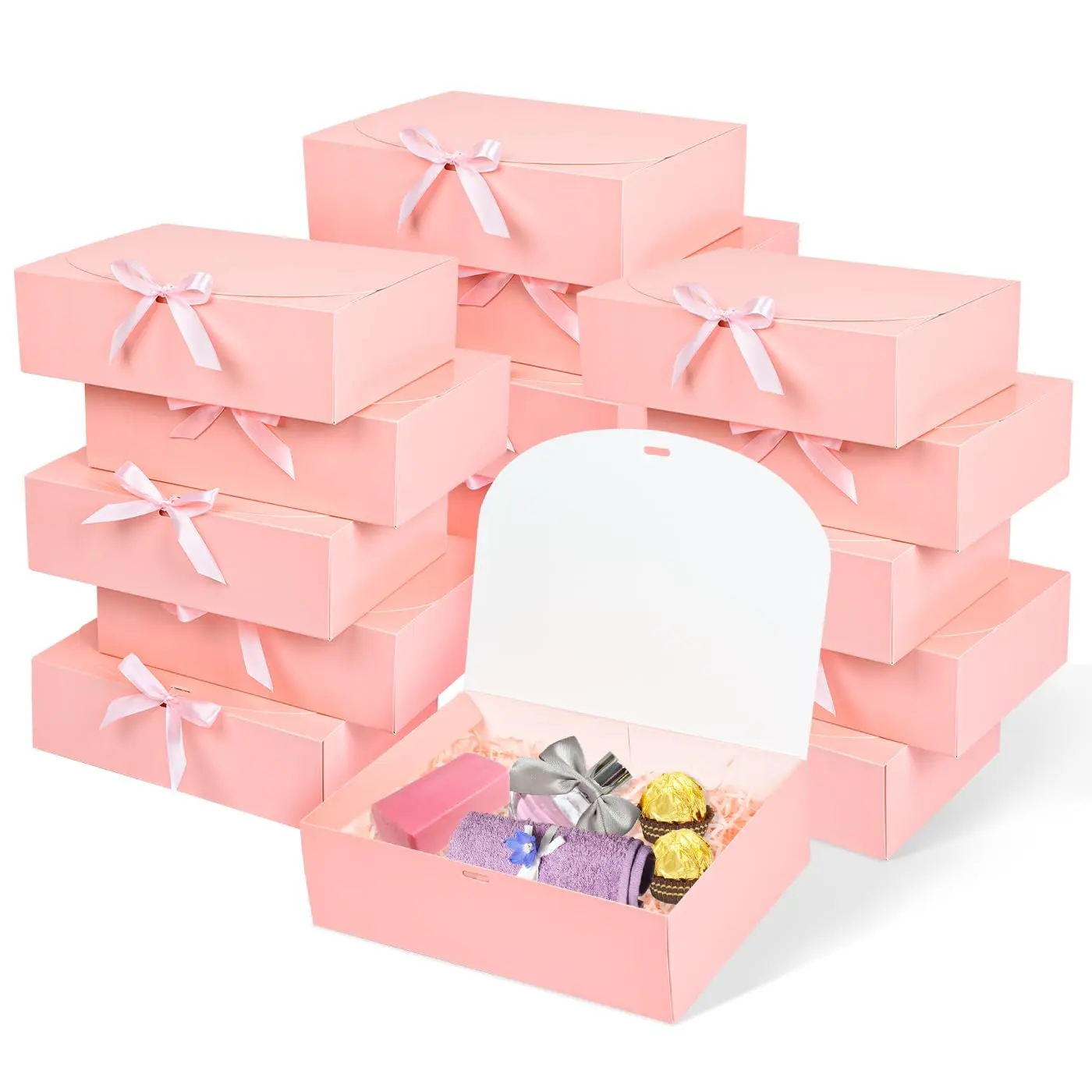 Gift Box with Lid, Gift Box Packaging, 10pcs/set Gift Wrapping Box with Ribbon, Boxes for Wrapping Gifts, Party Favor Box for Wedding Birthday Graduation Party, Bakeware, Gift Box Design