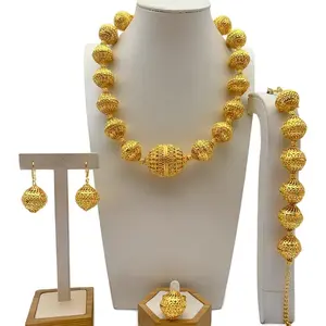 Filigree Gold Ball Set Pure Ethnic Luxury Statement Jewelry Necklaces Earrings Ring Bracelet Made For Your Big Day
