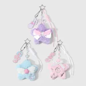 1 piece cute, sweet, refined, versatile anime plush keychain/bag charm featuring multicolored stars, wings, musical notes, bows, and swirls; suitable for sisters and best friends’ everyday wear; ideal as a holiday gift.