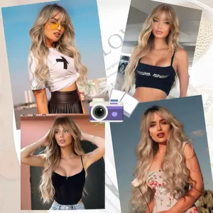 22-Inch Long Wig – Rigid Silk with Natural Scalp Simulation on Top, Banged & Lifelike Heat-Resistant Adjustable Cap Tangle-Free for Everyday Wear & Special Events